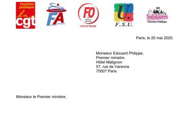 courrier unitaire CGT - FA - FO - FSU - SOLIDAIRES  à Edouard Philippe , relatif aux salaires dans la Fonction publique.