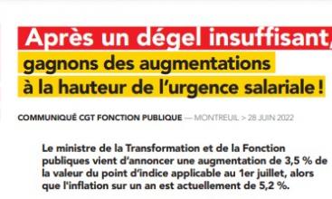 CGT Fonction Publique : Après un dégel insuffisant, gagnons des augmentations à la hauteur de l’urgence salariale !