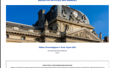 Instruction n°0001D22009100/ARM/SGA/DRH-MD relative au classement en quatre groupes des fonctions des AAE du MinArm au regard de leur IFSE du 20 mai 2022