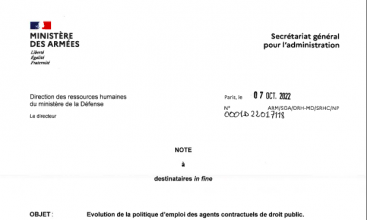 Note 0001D22017118/ARM/SGA/DRH-MD/SRHC Évolution de la politique d'emploi des agents contractuels de droit public