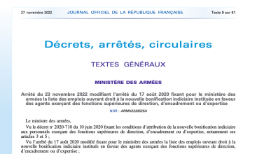 Arrêté du 23 novembre 2022 modifiant l'arrêté de 2020 liste NBI