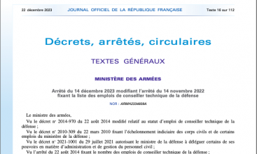 Arrêté du 14 décembre 2023 modifiant l'arrêté du 14 novembre 2022 fixant la liste des emplois de CTD