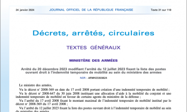 Arrêté du 20 décembre 2023 modifiant l'arrêté du 12 juil 2023 fixant la liste des postes ouvrant droit à ITM