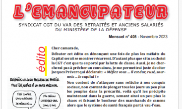 L'EMANCIPATEUR - N° 405 - Novembre 2023.