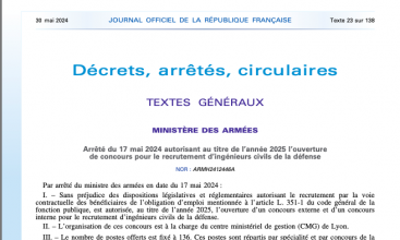 Arrêté du 17 mai autorisant au titre de 2025 l'ouverture de concours pour le recrutement d'ICD