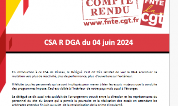 Déclaration Liminaire et Compte Rendu du CSA R DGA du 04 juin 2024.