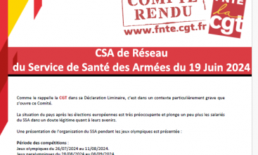 Déclaration Liminaire et Compte Rendu du CSA R SSA du 19 juin 2024.