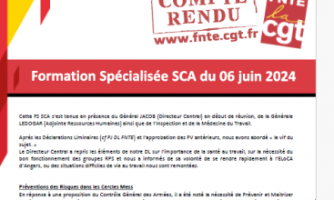 Déclaration Liminaire et Compte-Rendu de la Formation Spécialisée SCA du 06 juin 2024.