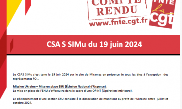 Déclaration Liminaire et Compte Rendu du CSA S SIMu du 19 juin 2024.