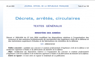 Décret 2024-634 modifiant les dispositions relatives à l'organisation des concours et exams pro de recrutement des ICD et TSEF