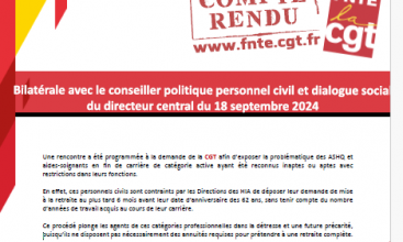 Compte rendu de la bilatérale du 18/09/2024 avec le conseiller politique du PC et le directeur central du SSA. 