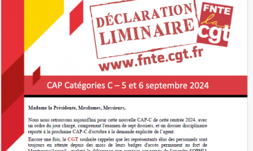 Déclaration Liminaire de la CAP-C des 5 et 6 septembre 2024.