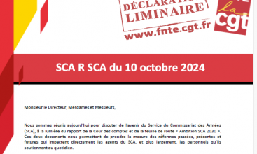 Déclaration liminaire du CSA-R SCA du 10 octobre 2024.