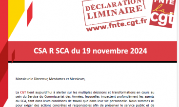 Déclaration Liminaire du CSA-R SCA du 19 novembre 2024.