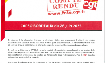 CAPSO BORDEAUX du 26 juin 2025 - Déclaration Liminaire et Compte Rendu.